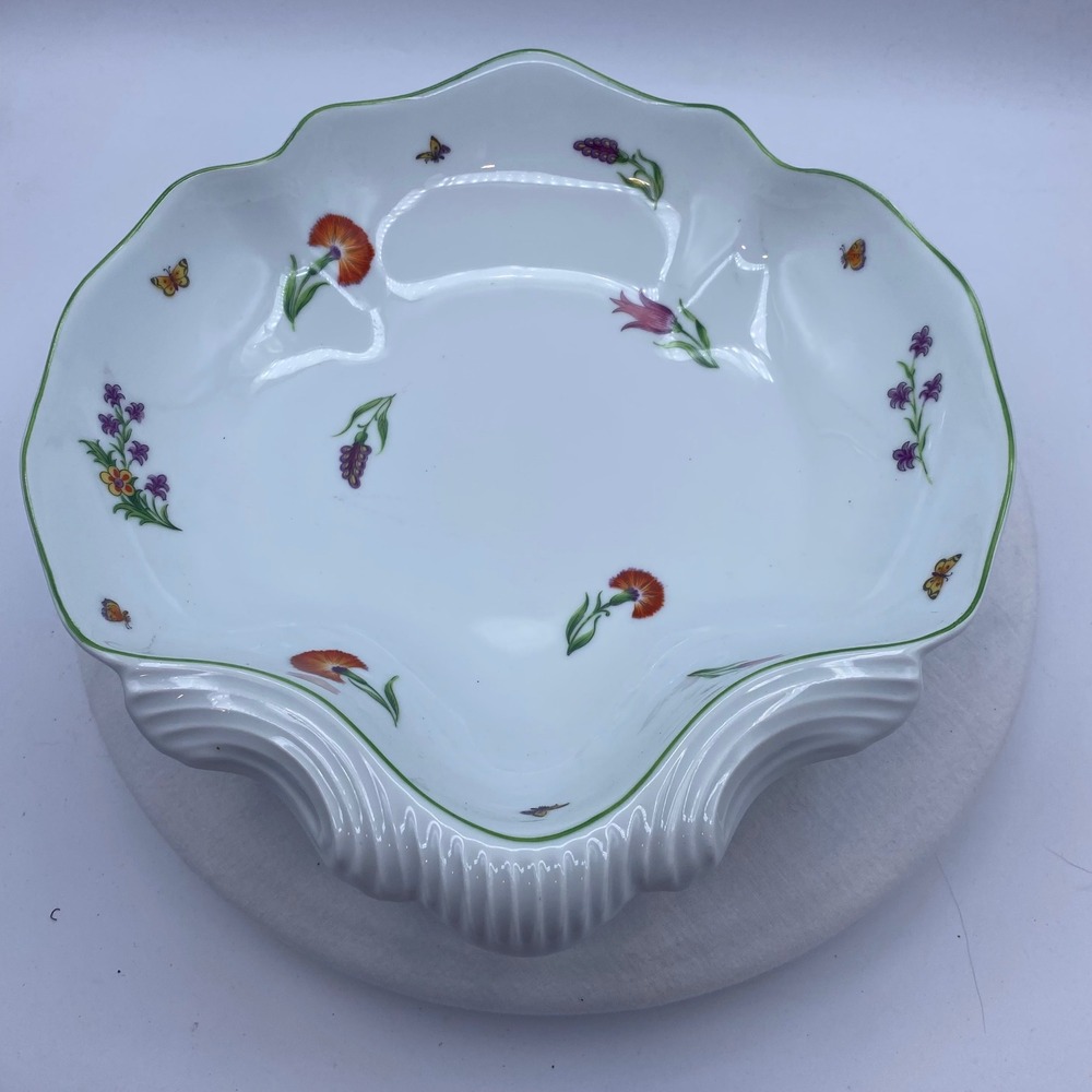 Tiffany & Co Limoges Tiffany Garden Shell Large Serving Bowl Floral 10.5in Tea